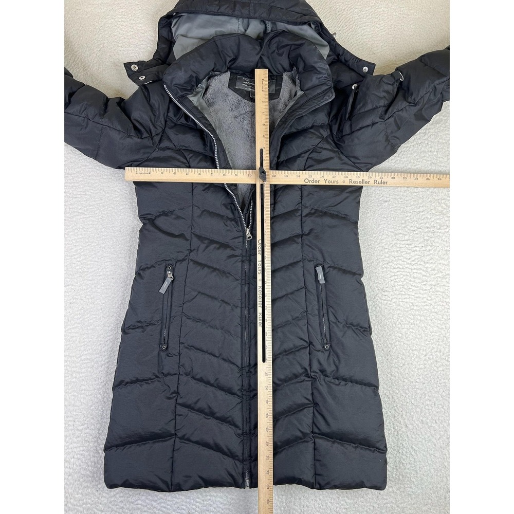 Eddie Bauer Coat Womens Small Black Down Hooded Zip Long Quilted Puffer Parka - Picture 9 of 14